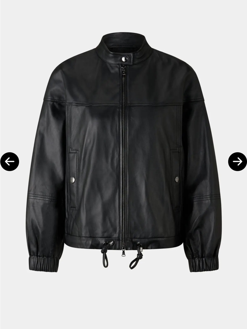 Bogner Carol Black Lambskin Nappa Leather Bomber Jacket